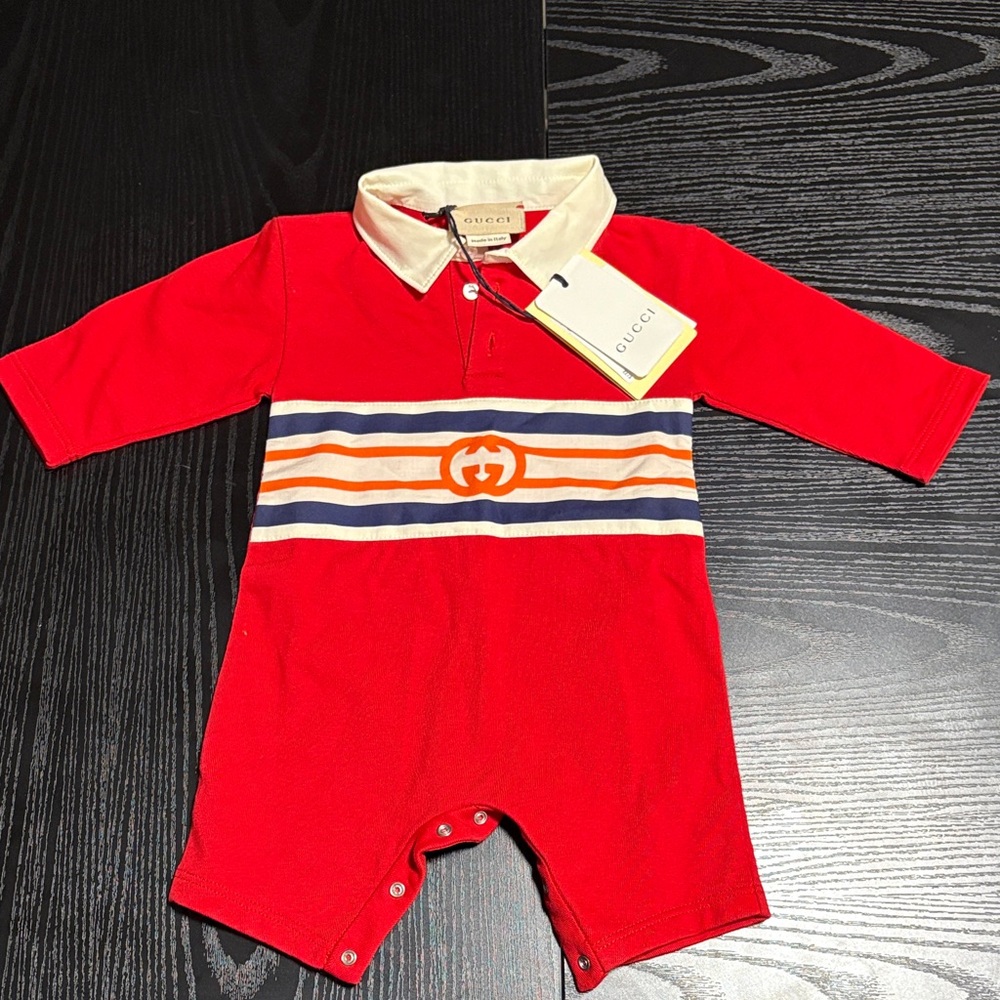 Gucci Red and Cream Baby Romper